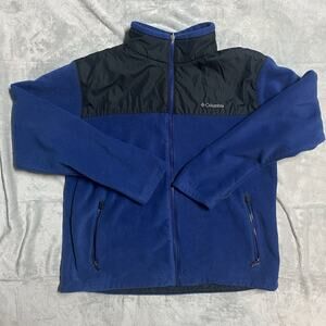 Columbia Interchange Full Zip Fleece Jacket Mens XL Blue Fleece Sweater Outdoor